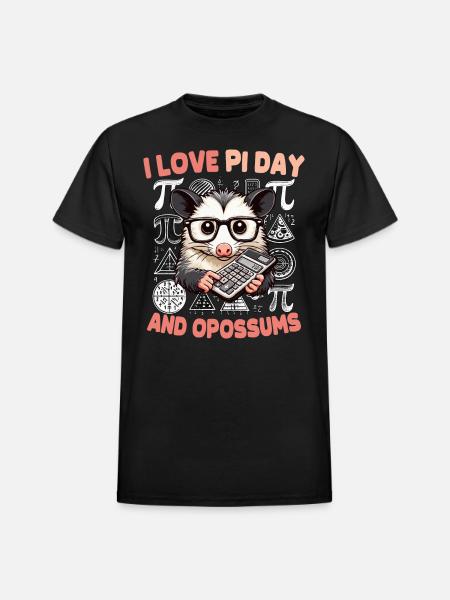 Pi Day Opossum - Heavyweight Unisex T-Shirt by Gildan - black