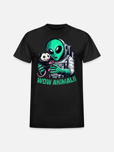 Aliens And Opossum - Heavyweight Unisex T-Shirt by Gildan - black