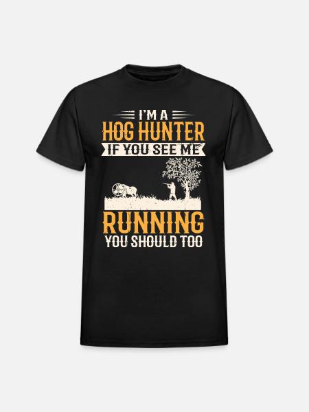 Hog HunterFunny Boar Hunting - Heavyweight Unisex T-Shirt by Gildan - black