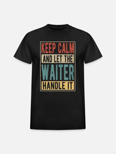 Waiter Retro Gift - Heavyweight Unisex T-Shirt by Gildan - black