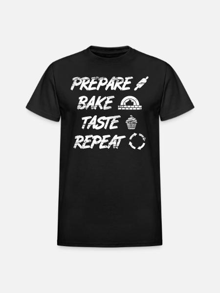 Prepare Bake Taste Repeat - Heavyweight Unisex T-Shirt by Gildan - black