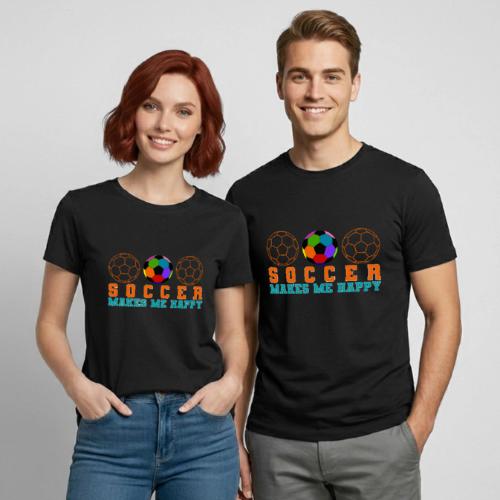 Soccer Makes Me Happy - Heavyweight Unisex T-Shirt by Gildan