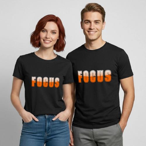 FOCUS Vibrant Orange Motivational Word Design - Heavyweight Unisex T-Shirt by Gildan