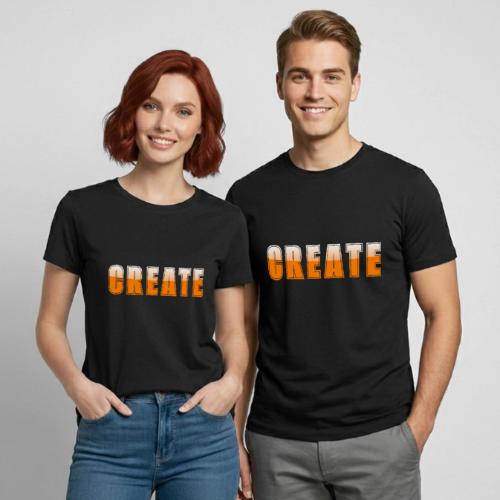 CREATE Vibrant Orange Bold Word Graphic - Heavyweight Unisex T-Shirt by Gildan