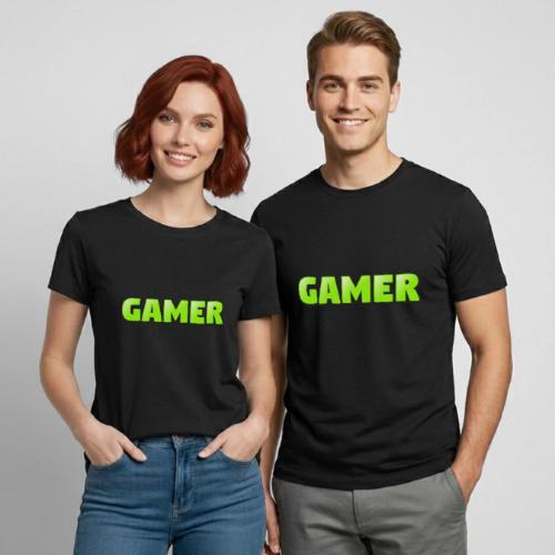 Gamer Neon Green Gaming Logo Design - Heavyweight Unisex T-Shirt by Gildan
