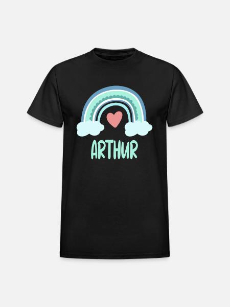 Arthur Name Rainbow Baby - Heavyweight Unisex T-Shirt by Gildan - black