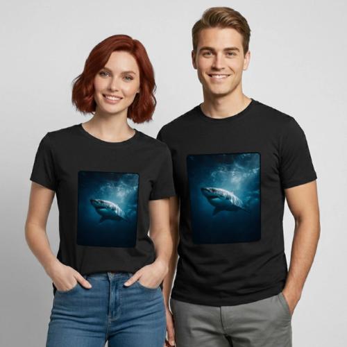 Great White Shark Ocean Design - Heavyweight Unisex T-Shirt by Gildan