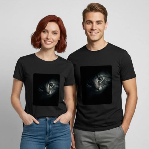 Cat Face in Shadow Close-Up Design - Heavyweight Unisex T-Shirt by Gildan