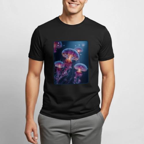 Glowing Jellyfish Deep Sea Design - Heavyweight Unisex T-Shirt by Gildan