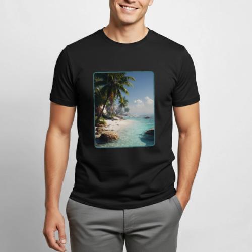 Tropical Beach Paradise Palm Design - Heavyweight Unisex T-Shirt by Gildan