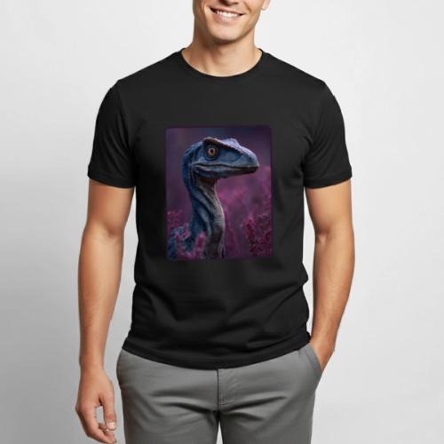 Blue Velociraptor Portrait Design - Heavyweight Unisex T-Shirt by Gildan
