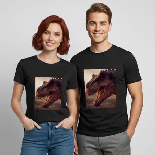T Rex Roaring Close-Up Design - Heavyweight Unisex T-Shirt by Gildan