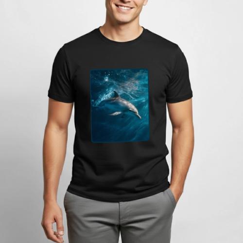 Dolphin Sunlit Ocean Serenity Design - Heavyweight Unisex T-Shirt by Gildan