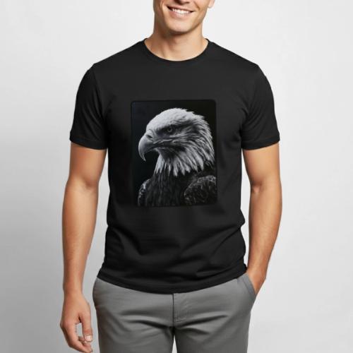 Black White Bald Eagle Design - Heavyweight Unisex T-Shirt by Gildan