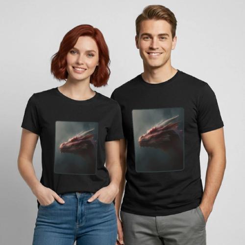 Red Dragon Fog Portrait Design - Heavyweight Unisex T-Shirt by Gildan