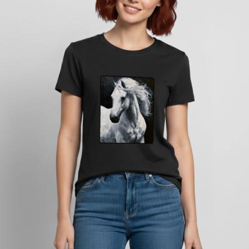 White Horse Oil Painting Design - Heavyweight Unisex T-Shirt by Gildan