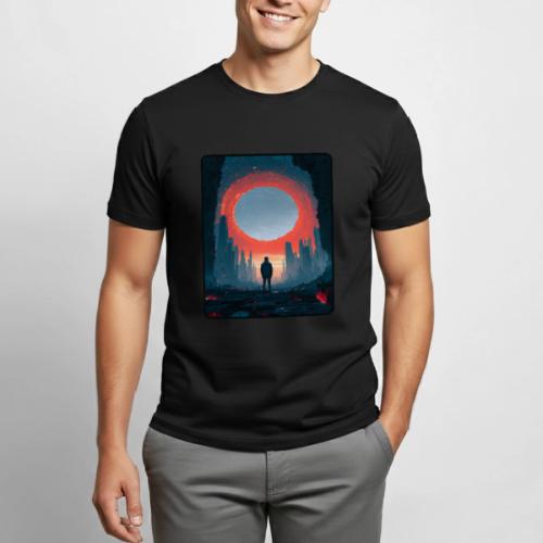 Cosmic Portal Future City Design - Heavyweight Unisex T-Shirt by Gildan