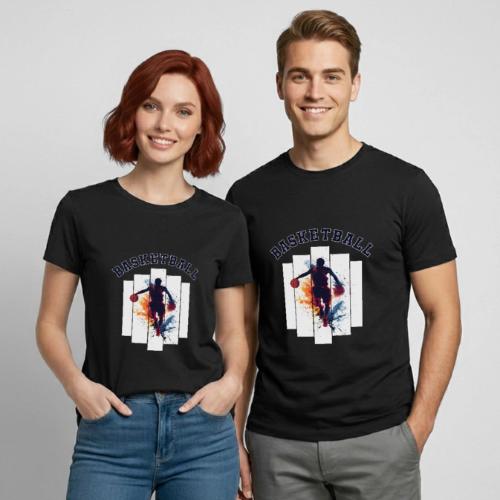 Basketball Never Stops - Heavyweight Unisex T-Shirt by Gildan
