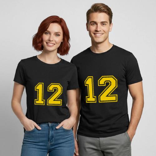 Number 12 in a classic athletic collegiate font - Heavyweight Unisex T-Shirt by Gildan