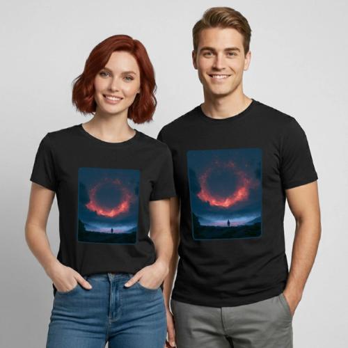 Supernova Reflection Space Scene - Heavyweight Unisex T-Shirt by Gildan