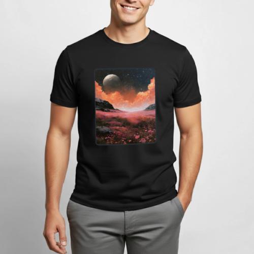 Moonlit Fantasy Flower Landscape - Heavyweight Unisex T-Shirt by Gildan