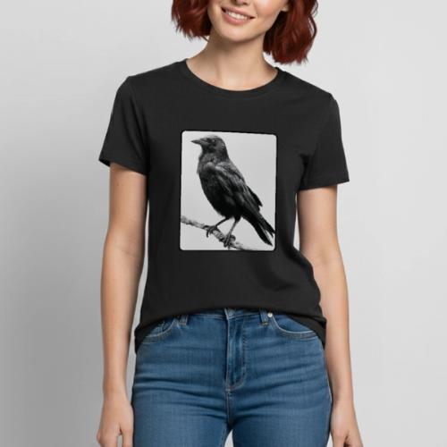 Raven Black and White Art Design - Heavyweight Unisex T-Shirt by Gildan