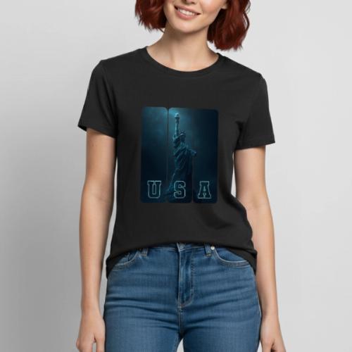 Neon Liberty USA Triptych - Heavyweight Unisex T-Shirt by Gildan