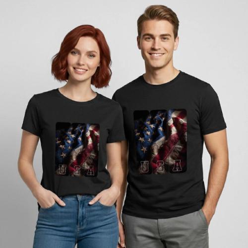 USA: Worn Stars and Stripes - Heavyweight Unisex T-Shirt by Gildan