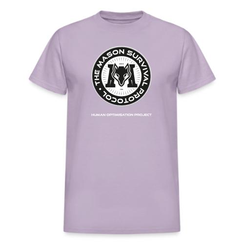 MasonSurvival Protocol White Text - Heavyweight Unisex T-Shirt by Gildan