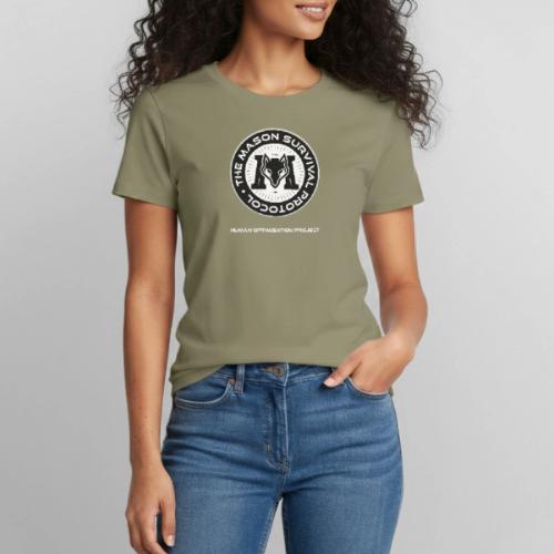 MasonSurvival Protocol White Text - Heavyweight Unisex T-Shirt by Gildan