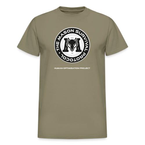 MasonSurvival Protocol White Text - Heavyweight Unisex T-Shirt by Gildan
