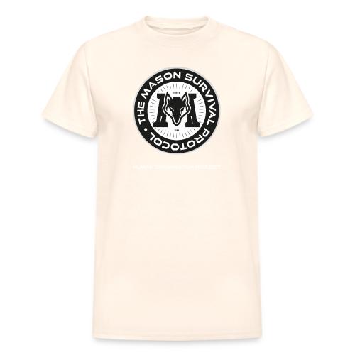 MasonSurvival Protocol White Text - Heavyweight Unisex T-Shirt by Gildan