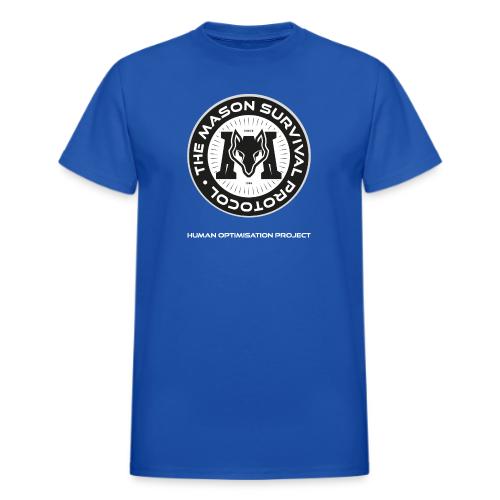 MasonSurvival Protocol White Text - Heavyweight Unisex T-Shirt by Gildan