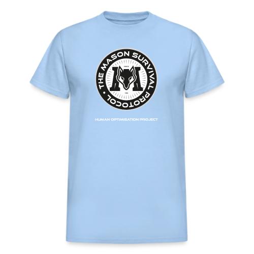 MasonSurvival Protocol White Text - Heavyweight Unisex T-Shirt by Gildan