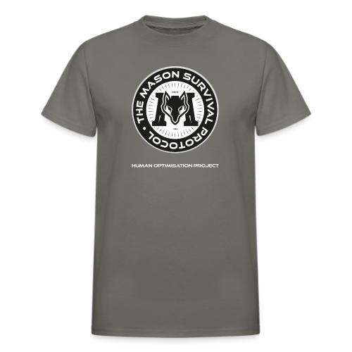 MasonSurvival Protocol White Text - Heavyweight Unisex T-Shirt by Gildan
