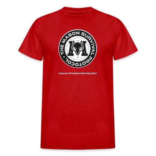 MasonSurvival Protocol White Text - Heavyweight Unisex T-Shirt by Gildan
