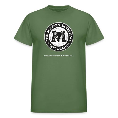 MasonSurvival Protocol White Text - Heavyweight Unisex T-Shirt by Gildan