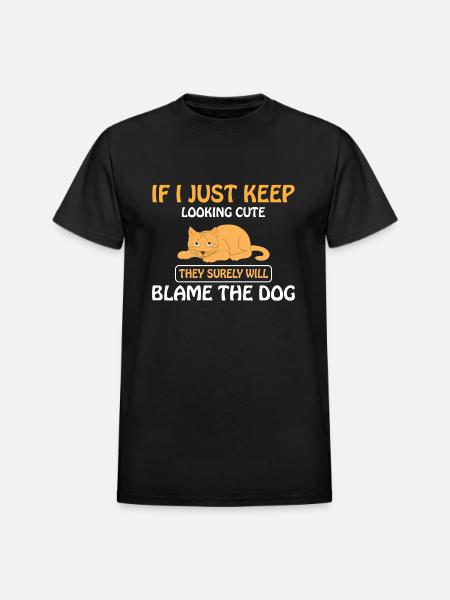 FUNNY CAT - Heavyweight Unisex T-Shirt by Gildan - black