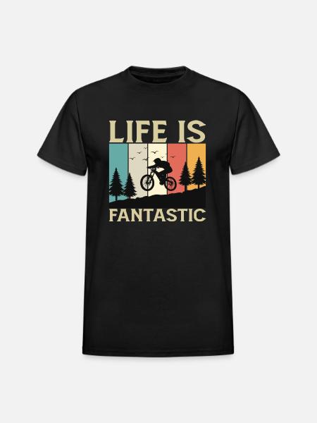 Life is Fantastic - Heavyweight Unisex T-Shirt by Gildan - black