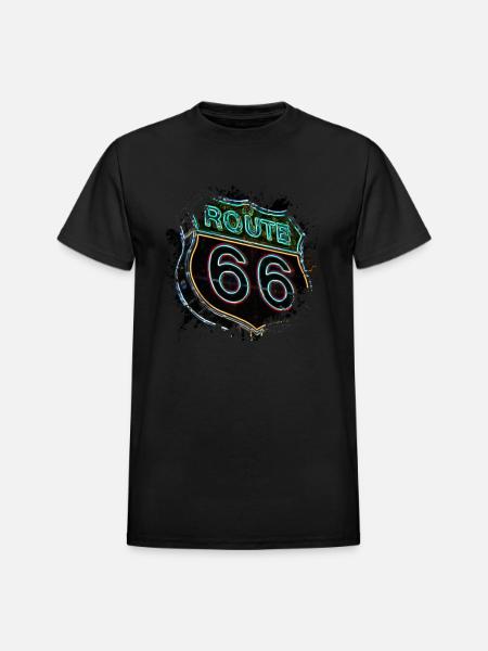 Route 66 - Heavyweight Unisex T-Shirt by Gildan - black