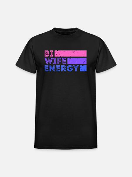 Bi Wife Energy - Heavyweight Unisex T-Shirt by Gildan - black