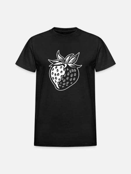 Strawberry Fruit Berries - Heavyweight Unisex T-Shirt by Gildan - black