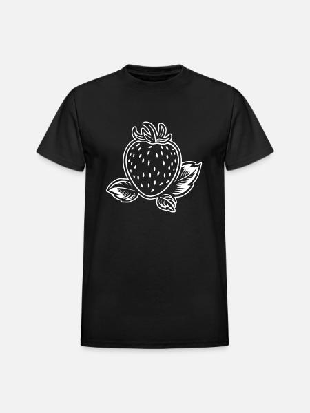 Strawberry Fruit Berries - Heavyweight Unisex T-Shirt by Gildan - black