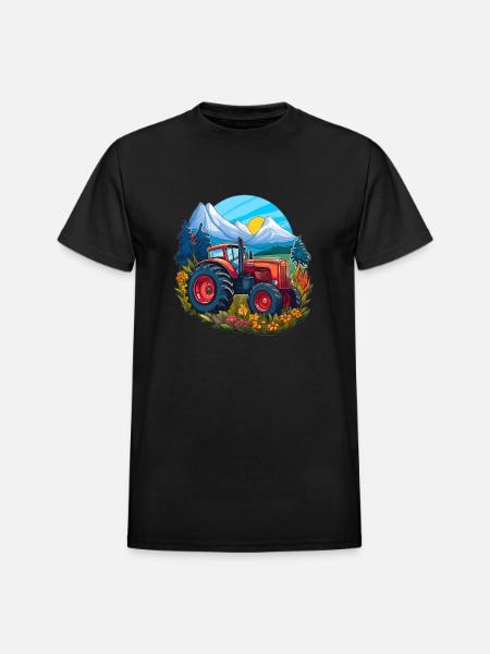 Alpine Meadow Tractor - Heavyweight Unisex T-Shirt by Gildan - black