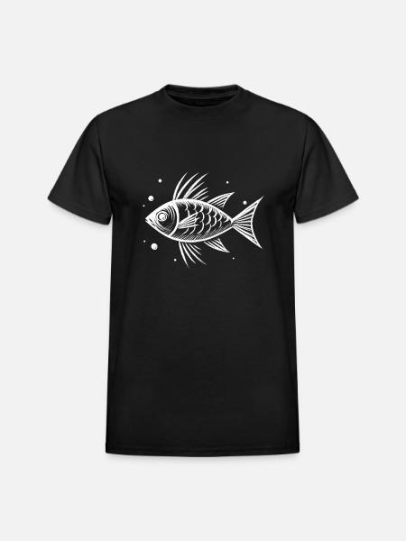 White Fish 2 - Heavyweight Unisex T-Shirt by Gildan - black