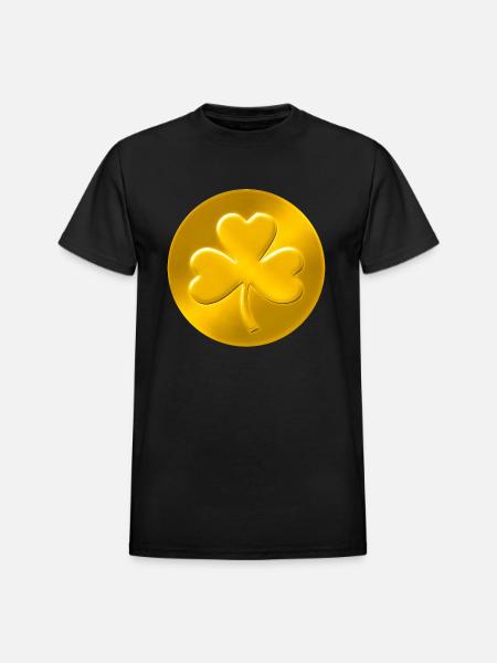 Lucky Shamrock Coin - Heavyweight Unisex T-Shirt by Gildan - black