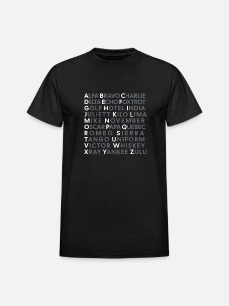NATO Phonetic Alphabet - Heavyweight Unisex T-Shirt by Gildan - black