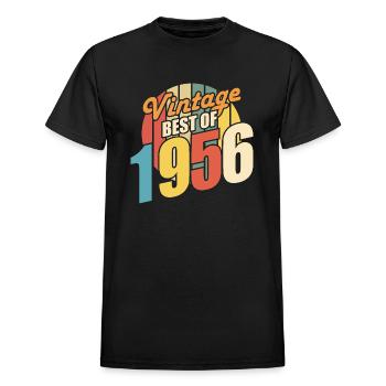 Vintage 1956 Best of 1956 - Annif 68 Years - Heavyweight Unisex T-Shirt by Gildan - black - Front - AI Model Female 172 light (172cm) & AI Model Male 178 light (178cm)
