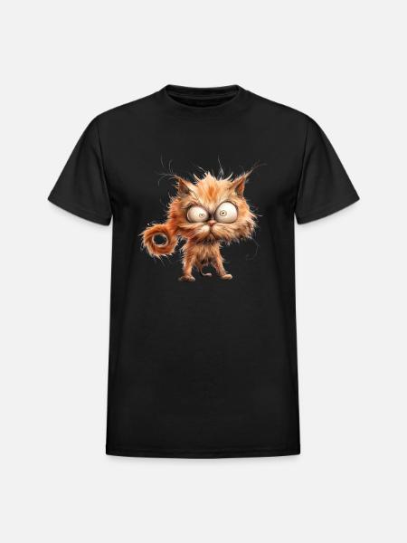 Funny Cat - Heavyweight Unisex T-Shirt by Gildan - black