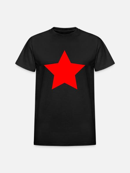 simple red star - Heavyweight Unisex T-Shirt by Gildan - black